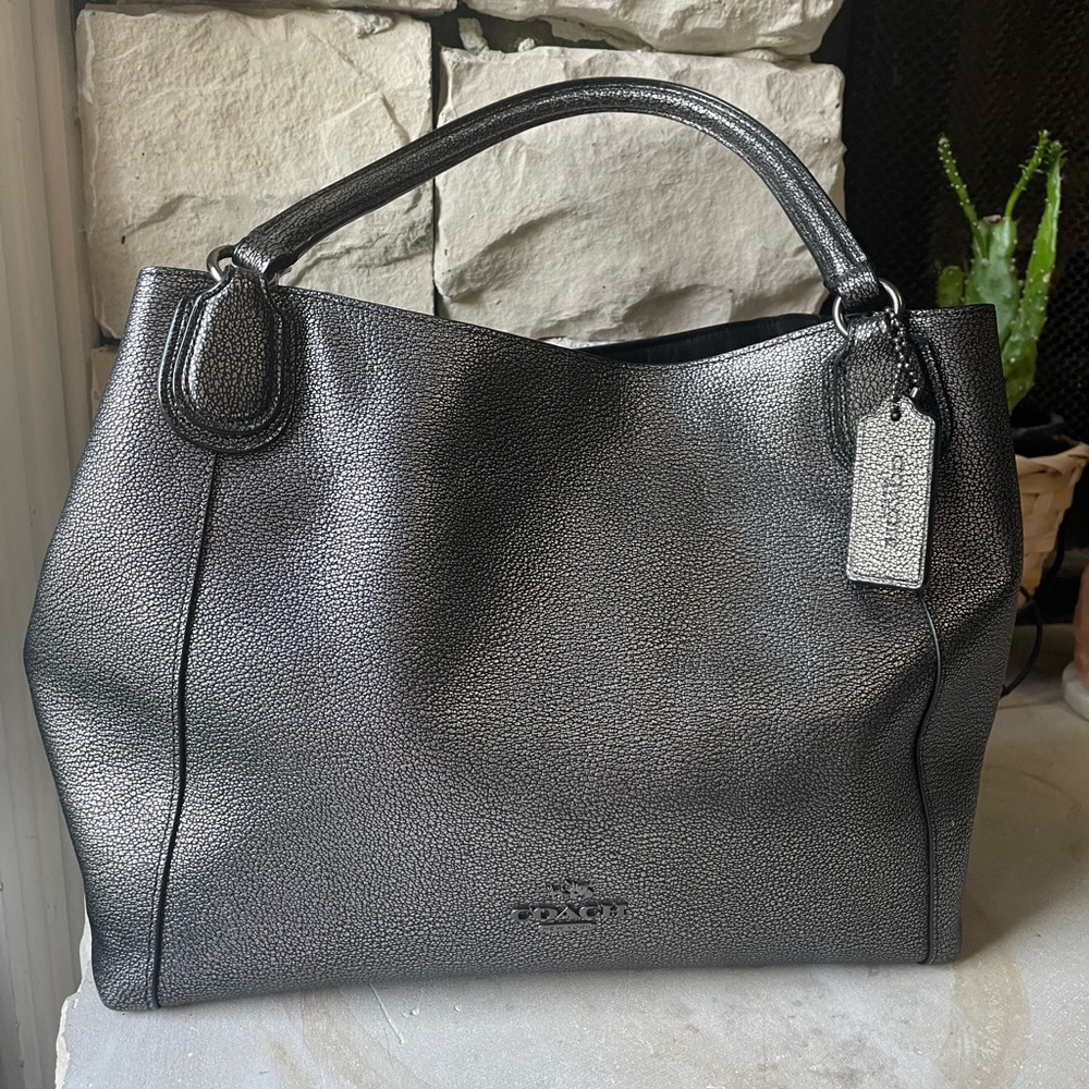 Coach Metalic Pebbled Leather Shoulder Bag